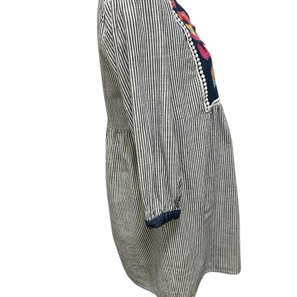 Angel Heart Embroidered Striped Dress Lined Women’s Medium Bohemian Gypsy Floral - Picture 4 of 13